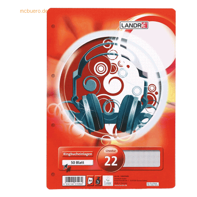 10 x Landre Ringbucheinlagen A4 50 Blatt 70 g/qm 4-fach gelocht Lineat 10 x Landre Ringbucheinlagen A4 50 Blatt 70 g/qm 4-fach gelocht Lineat