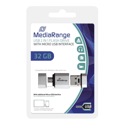 MediaRange Nano-USB-Stick mit Micro USB-Adapter - 32 GB - USB 2.0 MediaRange Nano-USB-Stick mit Micro USB-Adapter - 32 GB - USB 2.0