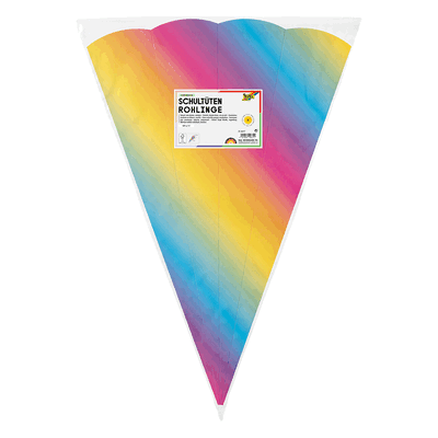 Folia Schultüten Rohling - 68 cm sechseckig regenbogen 5er Pack. Folia Schultüten Rohling - 68 cm sechseckig regenbogen 5er Pack.