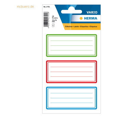 10 x HERMA Schuletiketten tricolor 10 x HERMA Schuletiketten tricolor