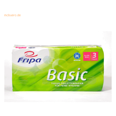 Fripa Basic Weiß Toilettenpapier - 3-lagig, 250 Blatt Fripa Basic Weiß Toilettenpapier - 3-lagig, 250 Blatt