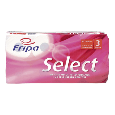 Fripa Toilettenpapier Select - 3-lagig geprägt hochweiß 8 Rollen à 250 Fripa Toilettenpapier Select - 3-lagig geprägt hochweiß 8 Rollen à 250