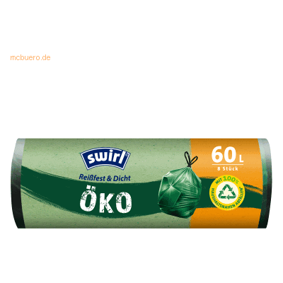 Swirl Öko-Müllsack mit Zugband 60l grün 8 Stück Swirl Öko-Müllsack mit Zugband 60l grün 8 Stück