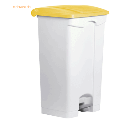 helit Pedal-Mülleimer - 90L Weiß mit Gelbdeckel helit Pedal-Mülleimer - 90L Weiß mit Gelbdeckel
