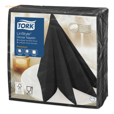 Tork Dinnerservietten Premium LinStyle 39x39cm 1/4 Falz 1-lagig schwar Tork Dinnerservietten Premium LinStyle 39x39cm 1/4 Falz 1-lagig schwar