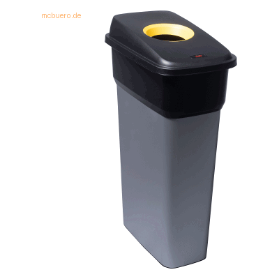 Vileda Abfallbehälter Geo 55l runde Öffnung metallic schwarz/gelb Vileda Abfallbehälter Geo 55l runde Öffnung metallic schwarz/gelb