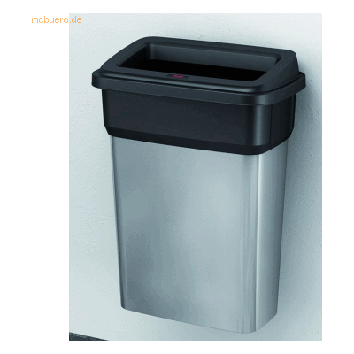 Vileda Abfallbehälter Geo 55l mit Wandhalterung metallic/schwarz Vileda Abfallbehälter Geo 55l mit Wandhalterung metallic/schwarz