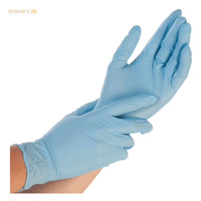 Hygonorm Nitril-Handschuhe - Puderfrei, Lebensmittelsicher, 24cm, Blau - Einweg Hygonorm Nitril-Handschuhe - Puderfrei, Lebensmittelsicher, 24cm, Blau - Einweg