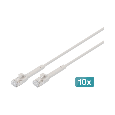 Assmann DIGITUS CAT 6A F-FTP abw. Patchkabel, CU, 0,3 m, grau, 10 St. Assmann DIGITUS CAT 6A F-FTP abw. Patchkabel, CU, 0,3 m, grau, 10 St.