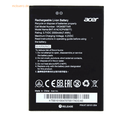 Acer Liquid Z6 - 2000mAh Akku - Schwarz Acer Liquid Z6 - 2000mAh Akku - Schwarz