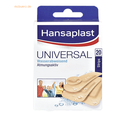 Hansaplast Universal Strips - 20 Stück - Erste Hilfe Pflaster Hansaplast Universal Strips - 20 Stück - Erste Hilfe Pflaster