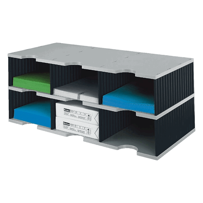 Styro Sortierstation styrodoc trio JUMBO 6 Fächer grau/schwarz Styro Sortierstation styrodoc trio JUMBO 6 Fächer grau/schwarz
