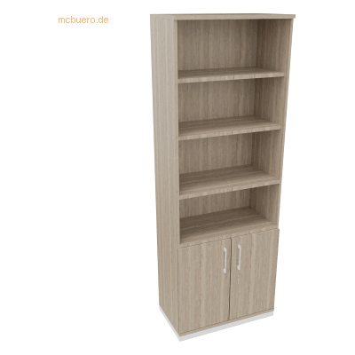 Soennecken Kombischrank 2OH Tür 4OH Regal B800xT442xH2221mm weiß/Eiche Soennecken Kombischrank 2OH Tür 4OH Regal B800xT442xH2221mm weiß/Eiche