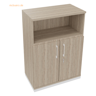 Soennecken Kombischrank 2OH Tür 1OH Regal B800xT442xH1133mm weiß/Eiche Soennecken Kombischrank 2OH Tür 1OH Regal B800xT442xH1133mm weiß/Eiche