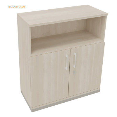 Soennecken Kombischrank 2OH Tür 1OH Regal B1000xT442xH1133mm silber/Ak Soennecken Kombischrank 2OH Tür 1OH Regal B1000xT442xH1133mm silber/Ak
