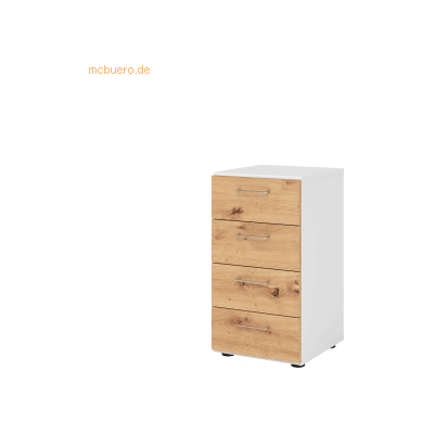 Weiß/Asteiche Aktenschrank mit 4 Schüben - Regal 2OH Weiß/Asteiche Aktenschrank mit 4 Schüben - Regal 2OH