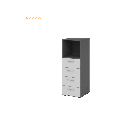 eurokraft pro - RENATUS - Graphit - 1 offenes Fach + 4 Schubladen - Kleiderschrank eurokraft pro - RENATUS - Graphit - 1 offenes Fach + 4 Schubladen - Kleiderschrank