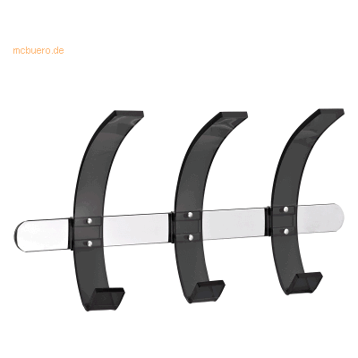 ALCO Wandgarderobe Leiste Metall Haken Acryl 37x9,5x20cm schwarz/silbe ALCO Wandgarderobe Leiste Metall Haken Acryl 37x9,5x20cm schwarz/silbe