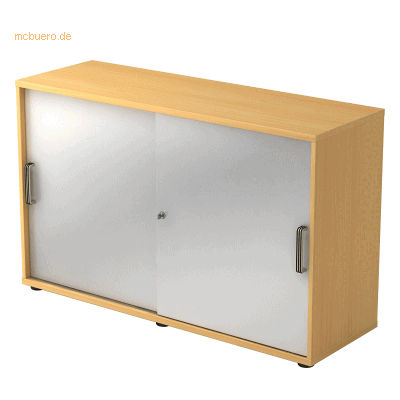 HAMMERBACHER Schiebetürenschrank - Silber & Buche, 120x40x75cm HAMMERBACHER Schiebetürenschrank - Silber & Buche, 120x40x75cm