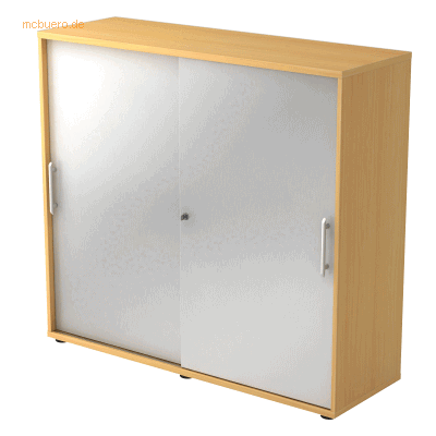 HAMMERBACHER Schiebetürenschrank - 2 Fachböden, Silber & Buche, 120x40x110cm HAMMERBACHER Schiebetürenschrank - 2 Fachböden, Silber & Buche, 120x40x110cm
