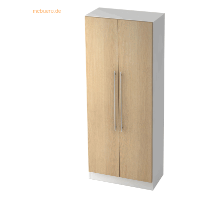 Hammerbacher Weiß/Eiche Aktenschrank - 4 Fachböden - 80x42x200cm - Büroaufbewahrung Hammerbacher Weiß/Eiche Aktenschrank - 4 Fachböden - 80x42x200cm - Büroaufbewahrung