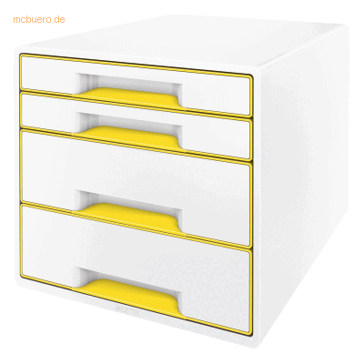 Leitz Schubladenbox Wow Cube 4 Schubladen Polystyrol weiß/gelb Leitz Schubladenbox Wow Cube 4 Schubladen Polystyrol weiß/gelb