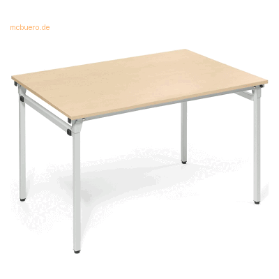 Soennecken Klapptisch 4-Fuß 1.200x800mm Gestell alusilber Platte ahorn Soennecken Klapptisch 4-Fuß 1.200x800mm Gestell alusilber Platte ahorn