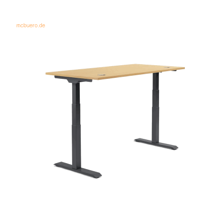 Soennecken Schreibtisch 2000x605-1255x800mm Platte Buche Gestell schwa Soennecken Schreibtisch 2000x605-1255x800mm Platte Buche Gestell schwa
