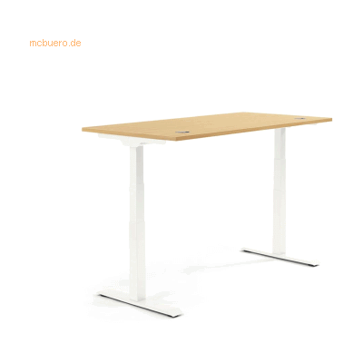 Soennecken Schreibtisch 2000x605-1255x800mm Platte Buche Gestell weiß Soennecken Schreibtisch 2000x605-1255x800mm Platte Buche Gestell weiß