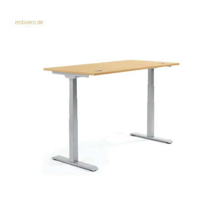 Soennecken Schreibtisch 2000x605-1255x800mm Platte Buche Gestell silbe Soennecken Schreibtisch 2000x605-1255x800mm Platte Buche Gestell silbe
