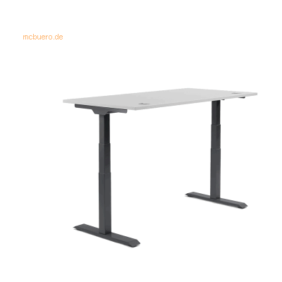 Soennecken Schreibtisch 1600x605-1255x800mm Platte lichtgrau Gestell s Soennecken Schreibtisch 1600x605-1255x800mm Platte lichtgrau Gestell s