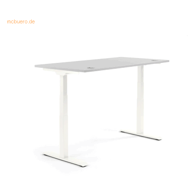 Soennecken Schreibtisch 1600x605-1255x800mm Platte lichtgrau Gestell w Soennecken Schreibtisch 1600x605-1255x800mm Platte lichtgrau Gestell w