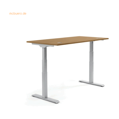 Soennecken Schreibtisch 1600x605-1255x800mm Platte Nuss Gestell silber Soennecken Schreibtisch 1600x605-1255x800mm Platte Nuss Gestell silber