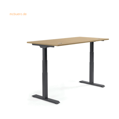 Soennecken Schreibtisch 2000x605-1255x800mm Platte Eiche hell Gestell Soennecken Schreibtisch 2000x605-1255x800mm Platte Eiche hell Gestell