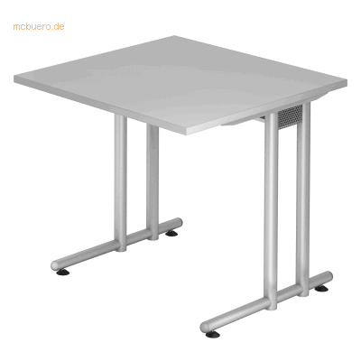 HAMMERBACHER Prokura Lichtgrau Quadratischer Schreibtisch - Büromöbel HAMMERBACHER Prokura Lichtgrau Quadratischer Schreibtisch - Büromöbel