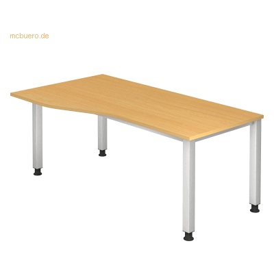HAMMERBACHER QS18 höhenverstellbarer Trapezschreibtisch - Silber HAMMERBACHER QS18 höhenverstellbarer Trapezschreibtisch - Silber