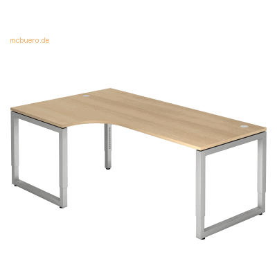 HAMMERBACHER RS82 Höhenverstellbarer Eckschreibtisch - Silber & Eiche HAMMERBACHER RS82 Höhenverstellbarer Eckschreibtisch - Silber & Eiche