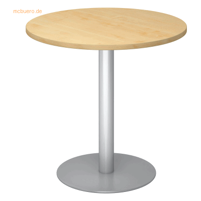 Kaiserkraft Meeting-Tisch - Ø 800 mm, 755 mm hoch, Silberrahmen, Ahorn-Design Kaiserkraft Meeting-Tisch - Ø 800 mm, 755 mm hoch, Silberrahmen, Ahorn-Design
