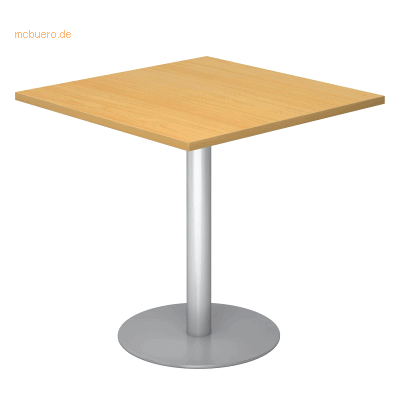 Kaiserkraft Besprechungstisch - 800x800mm, Weiß, Silberrahmen Kaiserkraft Besprechungstisch - 800x800mm, Weiß, Silberrahmen