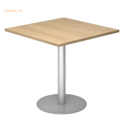 Kaiserkraft Konferenztisch - 800x800mm - Silberrahmen - Eiche Dekor Kaiserkraft Konferenztisch - 800x800mm - Silberrahmen - Eiche Dekor