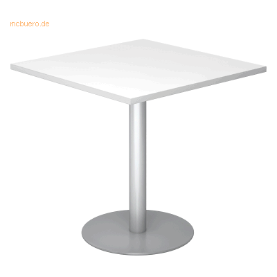 Kaiserkraft Konferenztisch - 800x800mm, 755mm hoch, silberner Rahmen, weißer Tisch Kaiserkraft Konferenztisch - 800x800mm, 755mm hoch, silberner Rahmen, weißer Tisch
