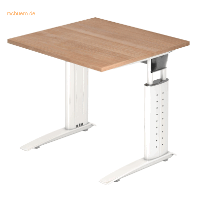hjh OFFICE PRO UNDA 8 W Höhenverstellbarer Schreibtisch - Nussbaum/Weiß - Büro hjh OFFICE PRO UNDA 8 W Höhenverstellbarer Schreibtisch - Nussbaum/Weiß - Büro