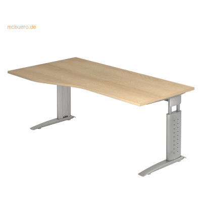 HAMMERBACHER Marke Model US18 Höhenverstellbarer Schreibtisch - Eiche & Silber HAMMERBACHER Marke Model US18 Höhenverstellbarer Schreibtisch - Eiche & Silber