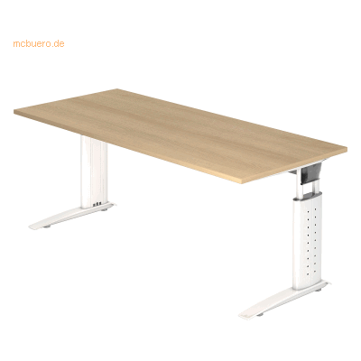 hjh OFFICE PRO UNDA 19 W Verstellbarer Tisch - Eichen/Weiß - Bürotisch hjh OFFICE PRO UNDA 19 W Verstellbarer Tisch - Eichen/Weiß - Bürotisch