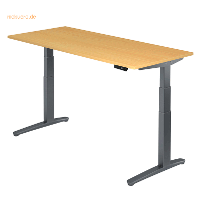 HAMMERBACHER Elektrischer Sitz-Steh-Schreibtisch - Grau C-Fuß - 180x80cm HAMMERBACHER Elektrischer Sitz-Steh-Schreibtisch - Grau C-Fuß - 180x80cm