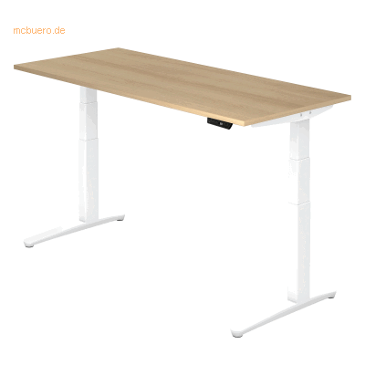Hammerbacher Elektrischer Sitz-Steh-Schreibtisch - 180x80cm - Weiß & Eiche Hammerbacher Elektrischer Sitz-Steh-Schreibtisch - 180x80cm - Weiß & Eiche