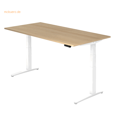 Hammerbacher Elektrischer Steh-Sitz-Schreibtisch Eiche Weiß - Bürotisch Hammerbacher Elektrischer Steh-Sitz-Schreibtisch Eiche Weiß - Bürotisch