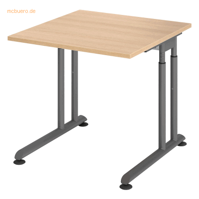 Hammerbacher Höhenverstellbarer Schreibtisch - 80x80cm Eiche/Grau - Büromöbel Hammerbacher Höhenverstellbarer Schreibtisch - 80x80cm Eiche/Grau - Büromöbel