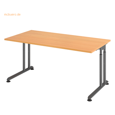 Hammerbacher ZS16 Höhenverstellbarer Schreibtisch - 160x80cm, Grau & Buche Hammerbacher ZS16 Höhenverstellbarer Schreibtisch - 160x80cm, Grau & Buche