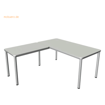 Kerkmann Prime Schreibtisch - L-Form, 6-Fuß, Silberrahmen, 160x180cm Kerkmann Prime Schreibtisch - L-Form, 6-Fuß, Silberrahmen, 160x180cm